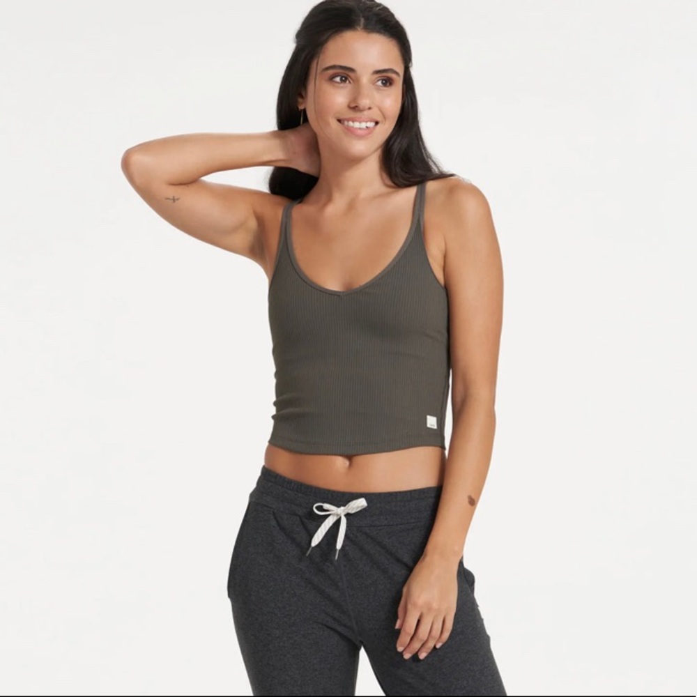 Vuori rib crop tank on oregano